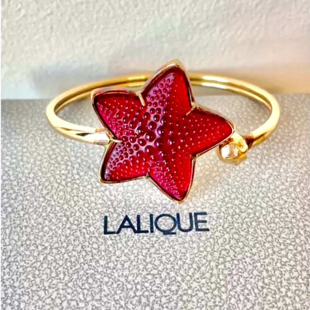 Modernist Lalique Gold Red Starfish Bracelet